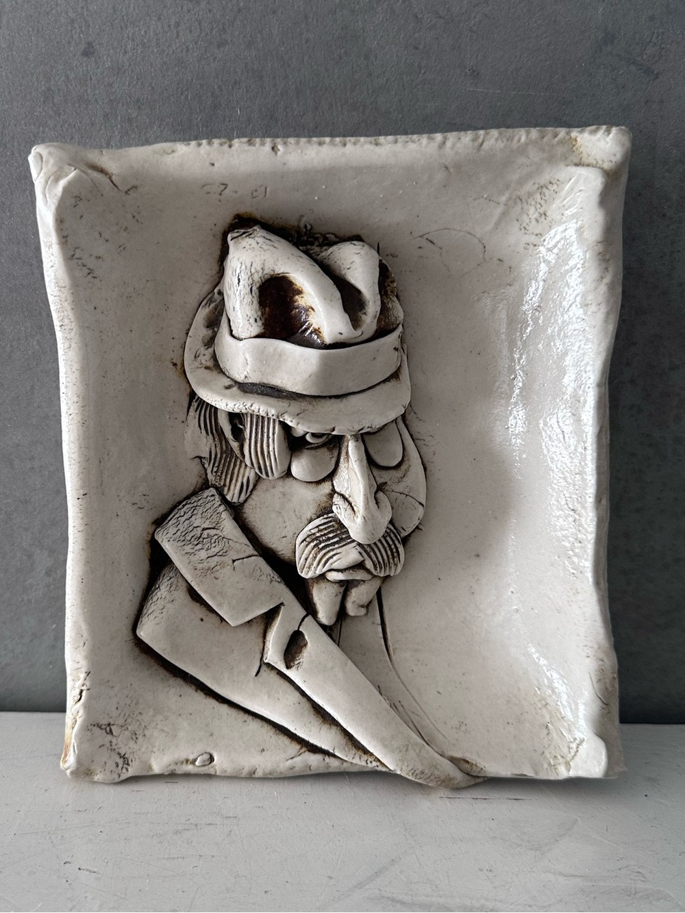 Vintage James Bob Black Inspector Clouseau Signed 3D People Pot